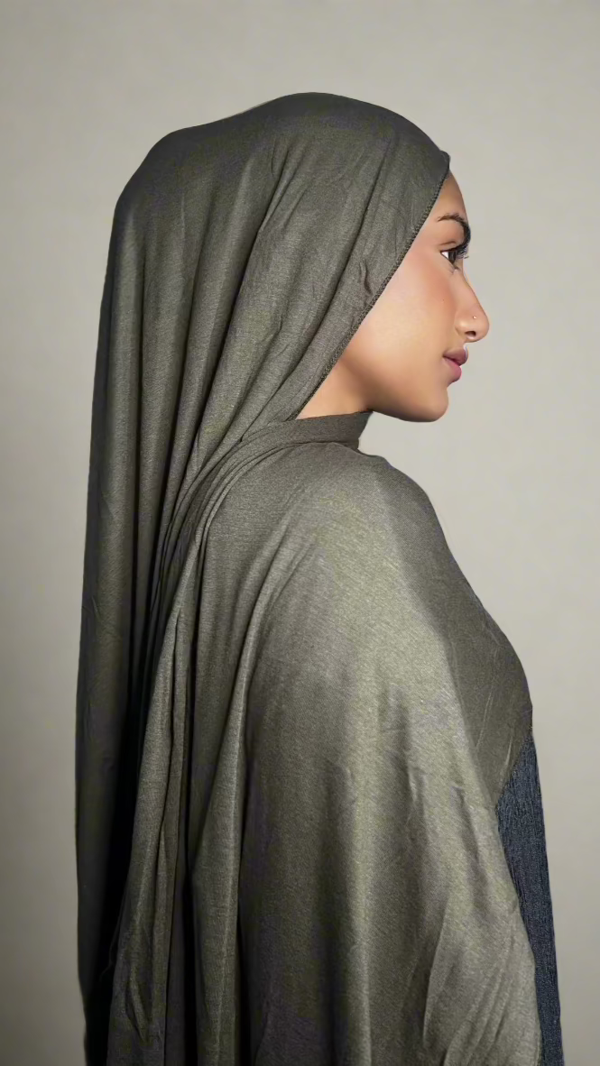 Green Jersey Hijab with Rolled Edges