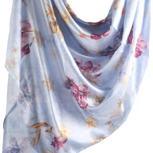 Premium Printed Chiffon Hijab Scarf - Petal Sky
