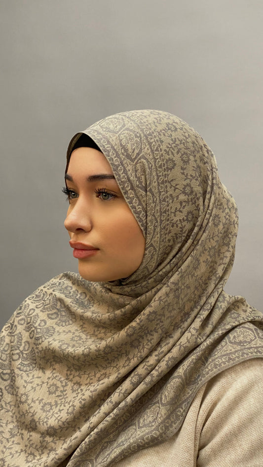 Pashmina Hijab, Women's Pattern Fashionable Warm Printed Scarf, Frosted Veil Hijab By Hudda