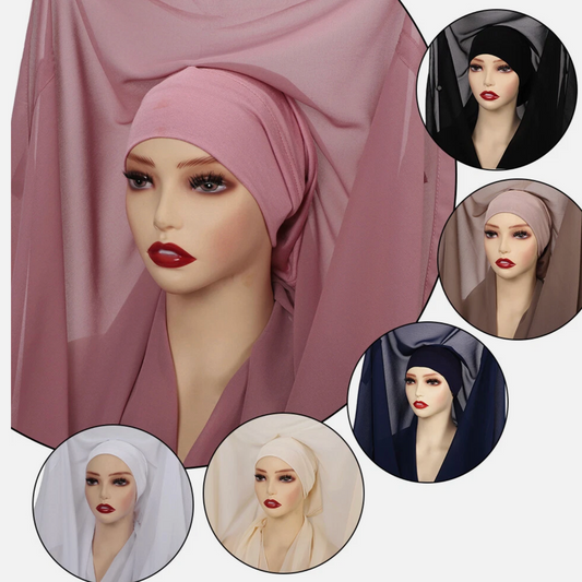 Instant Chiffon Hijab With Magnet Pins and Undercap