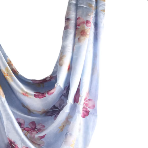 Premium Printed Chiffon Hijab Scarf - Petal Sky